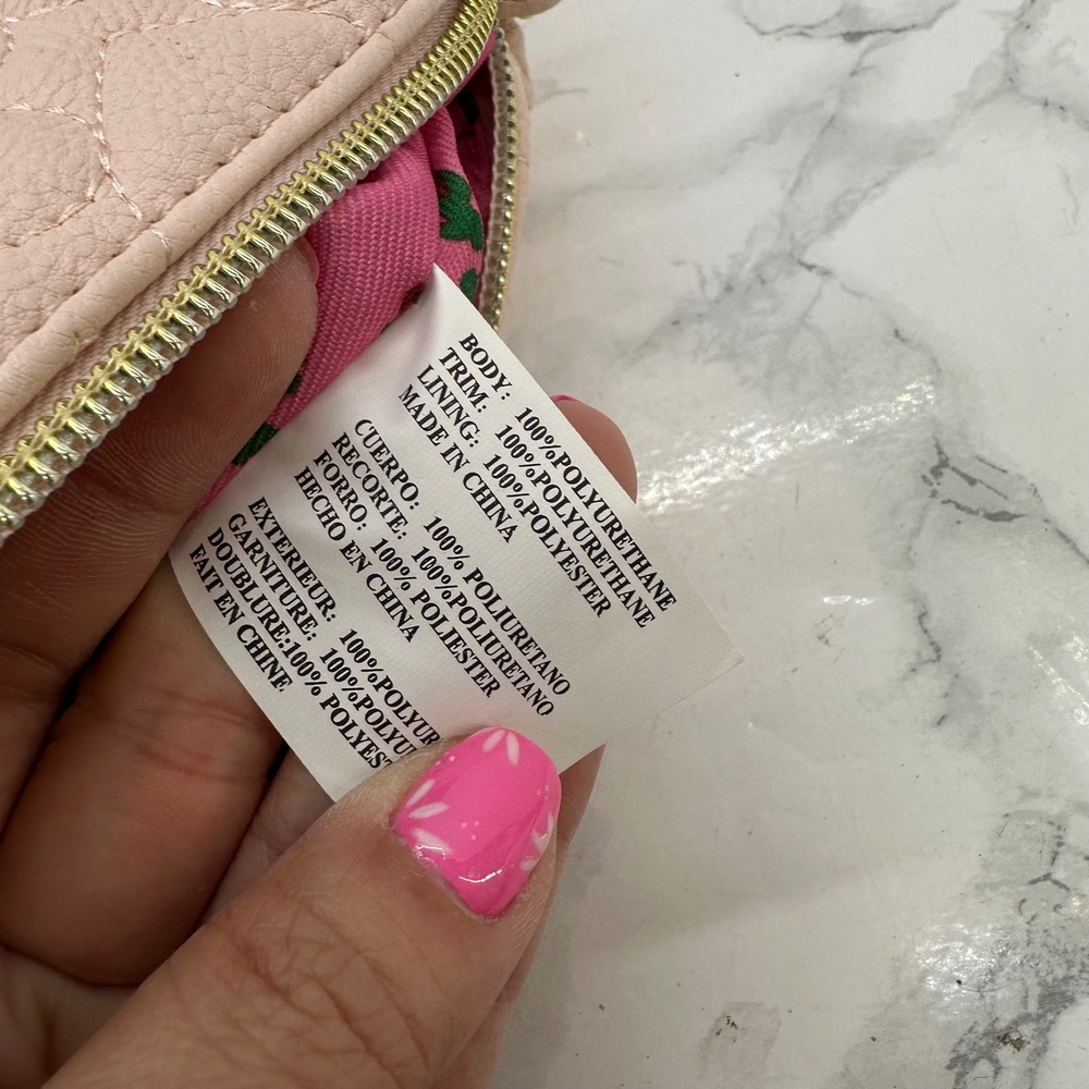 Betsey Johnson Heart Quilted Crossbody Bag Women Large Light Pink Floral Lined - Picture 4 of 5